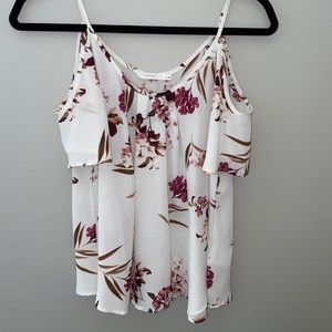 Floral Off-The-Shoulder Flowy Sheer Top